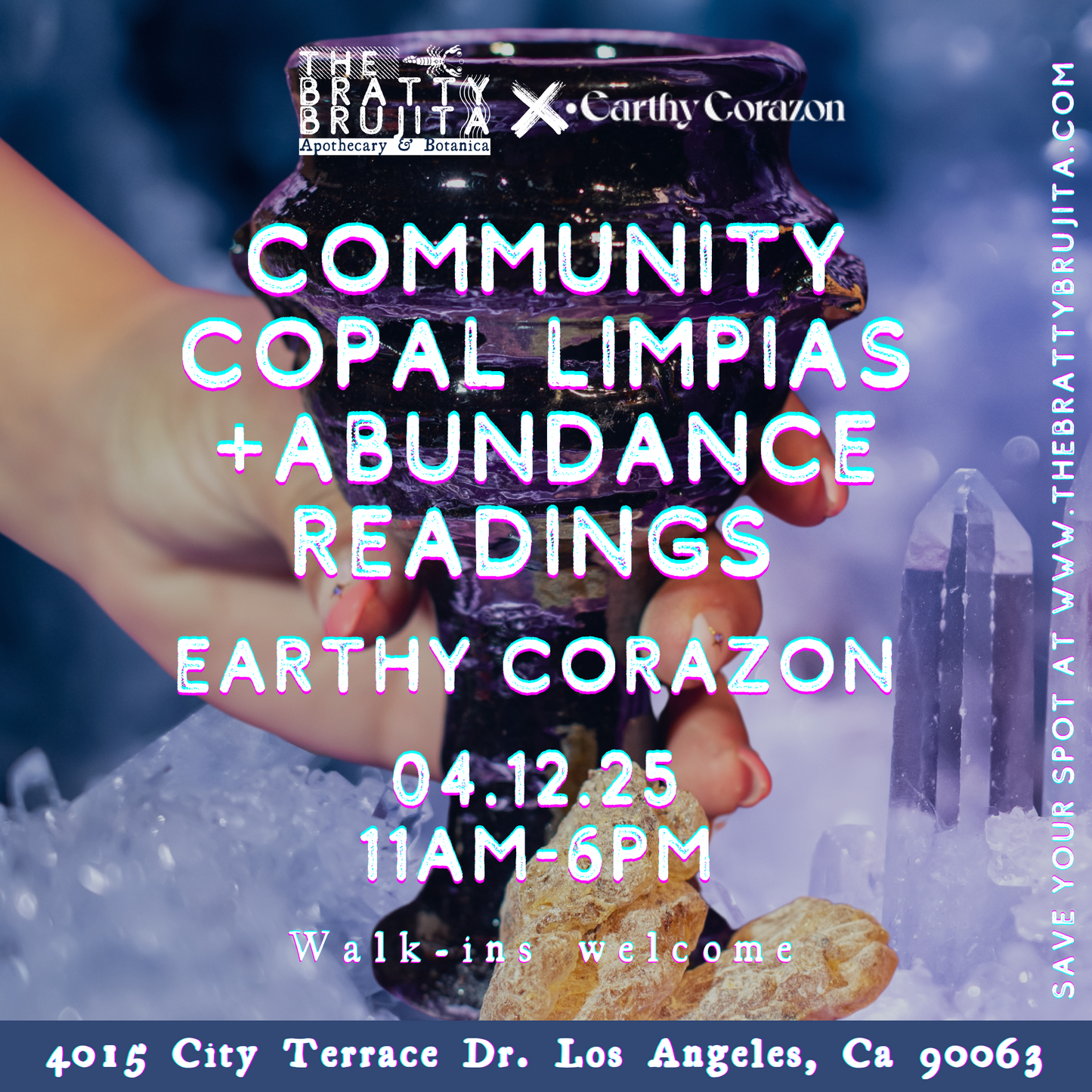 Community copal limpias & abundance readings at Earthy Corazón (April 12th 2025)